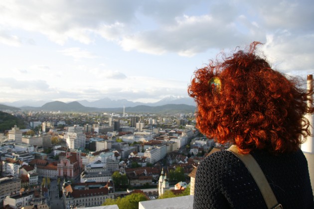 Auf dem Bergfried der Burg in Ljubljana