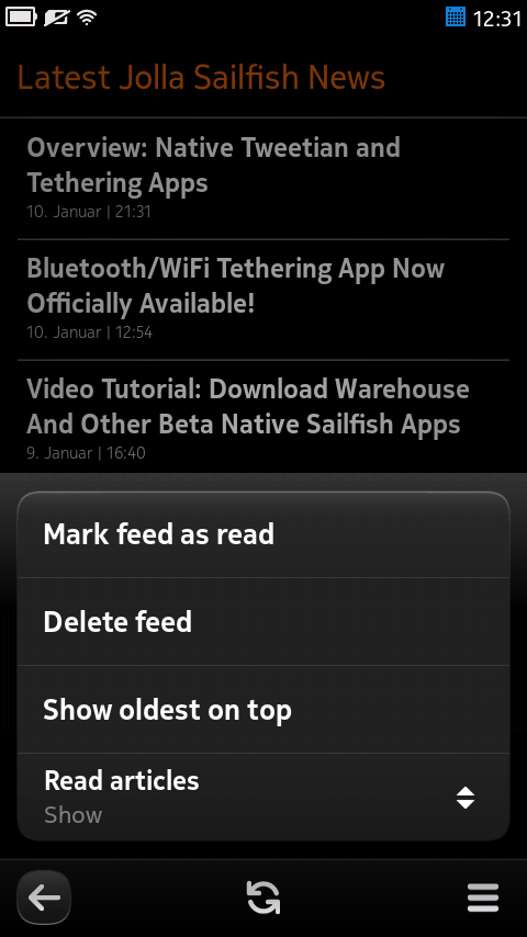 ocNews MeeGo 1.5.0 Sorting View