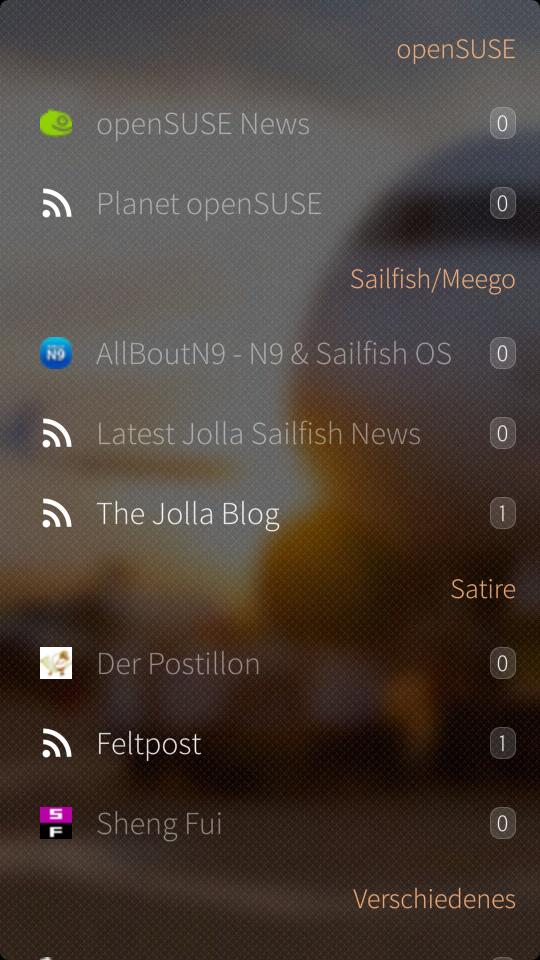 ocNews Sailfish 1.6.0 Feeds Main View