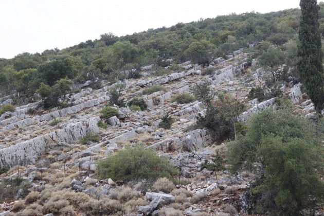 Ruinen eines beim Erdbeben von 1953 zerstörten Dorfes auf Kefalonia