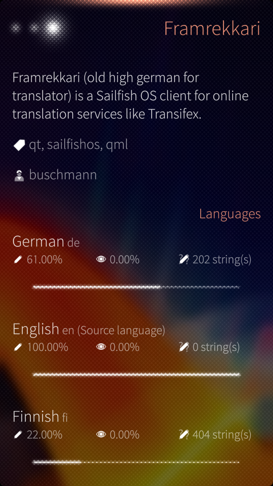 Framrekkari 1.0.0 Project view