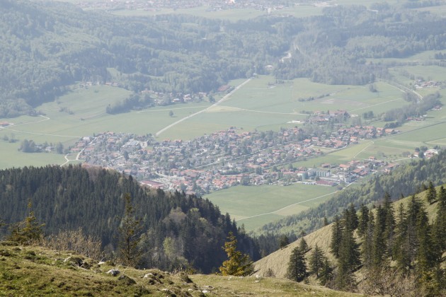 Steinlingalm, Blick auf Aschau