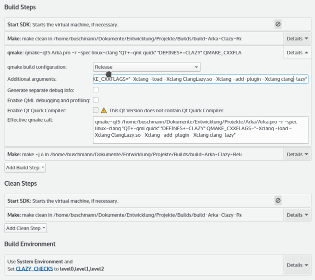 Clazy build steps setup